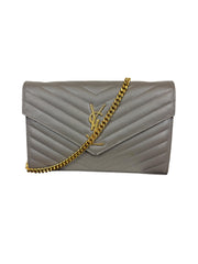 Yves Saint Laurent Grey Leather Chain Wallet