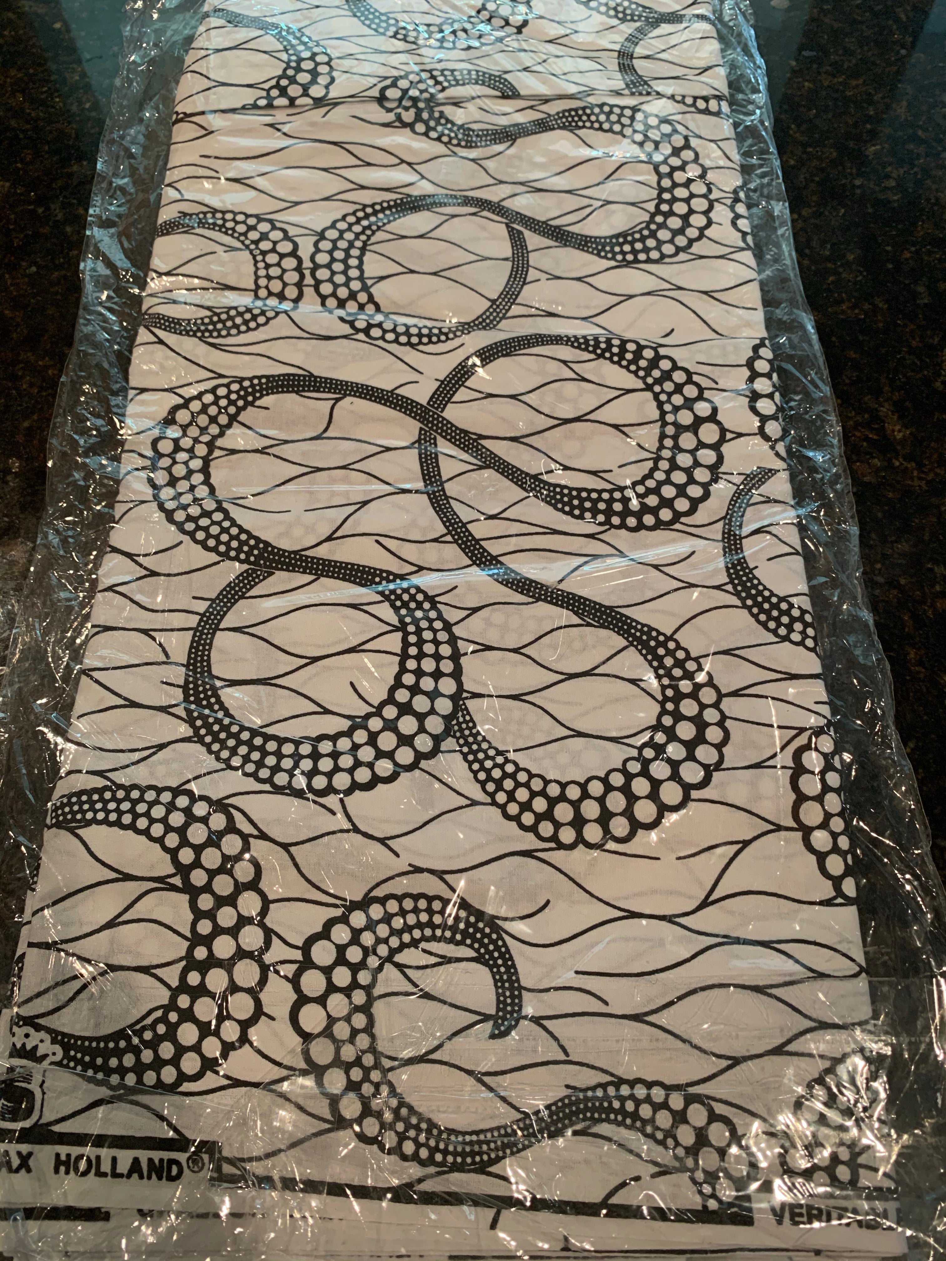 White and Black Ankara Fabric