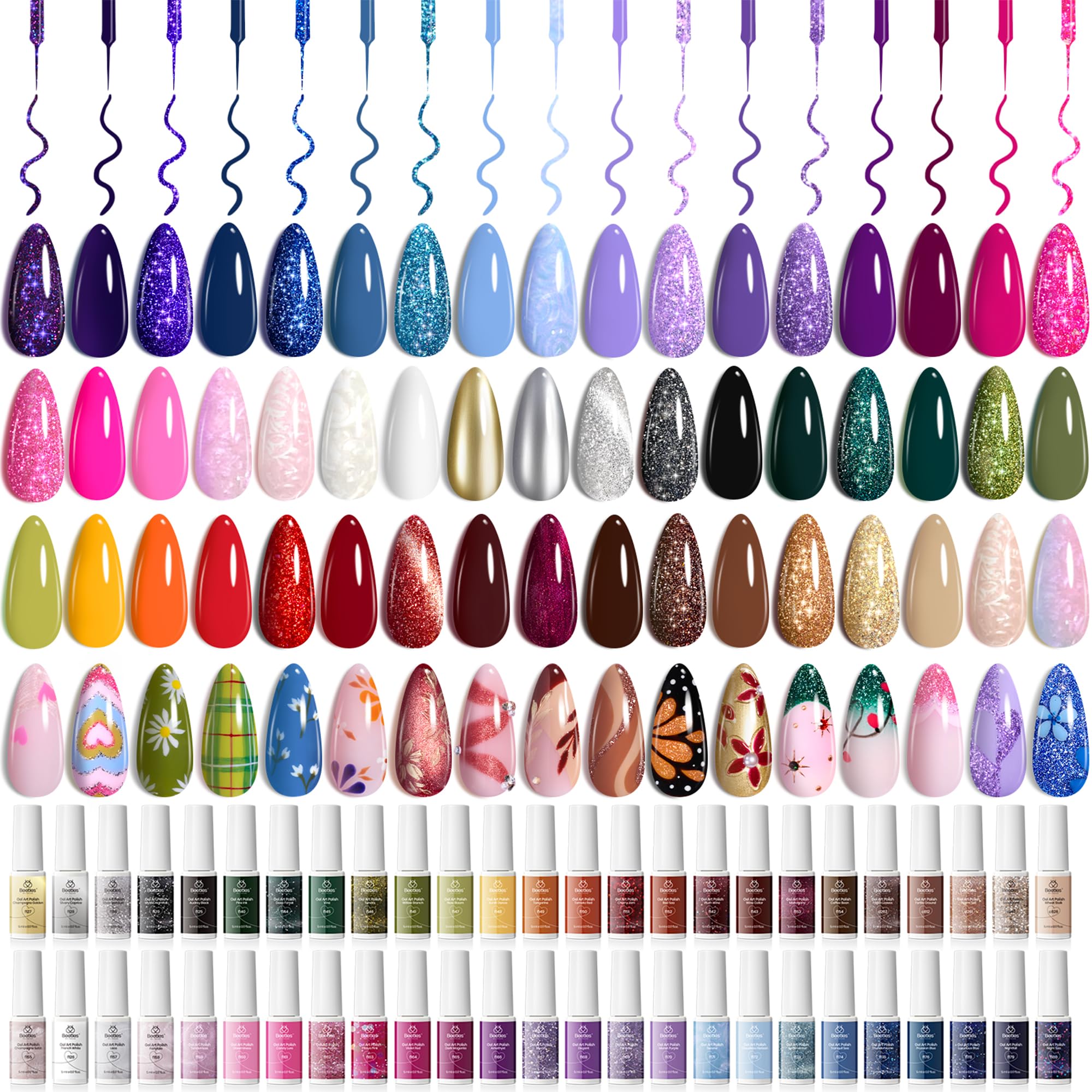 Beetles Gel Polish 50 Colors Nails Gel Liner Nail Polish Set French Tip Nail Art Polish