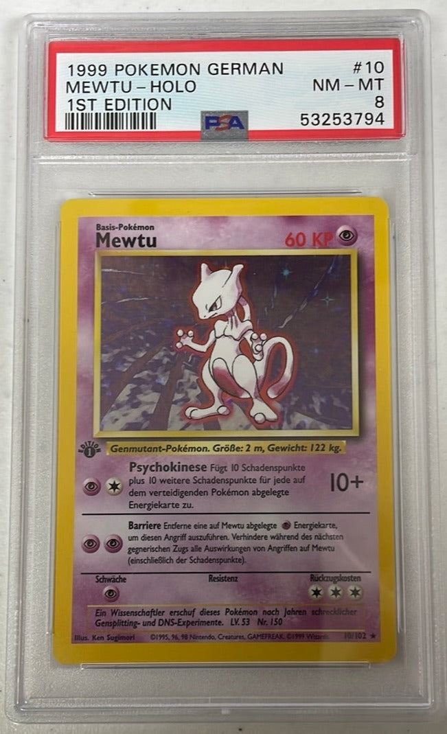 PSA 8 NM - MT - Mewtwo 10/102 1st Edition German (Mewtu) Base Set Pokemon Holo #2