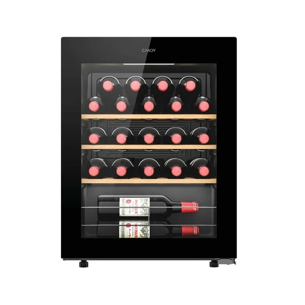 Ⓜ️🔵🔵🔵 CANDY CWC023 DiVino (nuovo logo) - [📦🚨Spedizione immediata!🚚💨] Cantinetta vino, 23 bottiglie, 1 zona, libera installazione, 3 ripiani in legno, nera, L x P x A (mm) 475x456x630, connessa con App