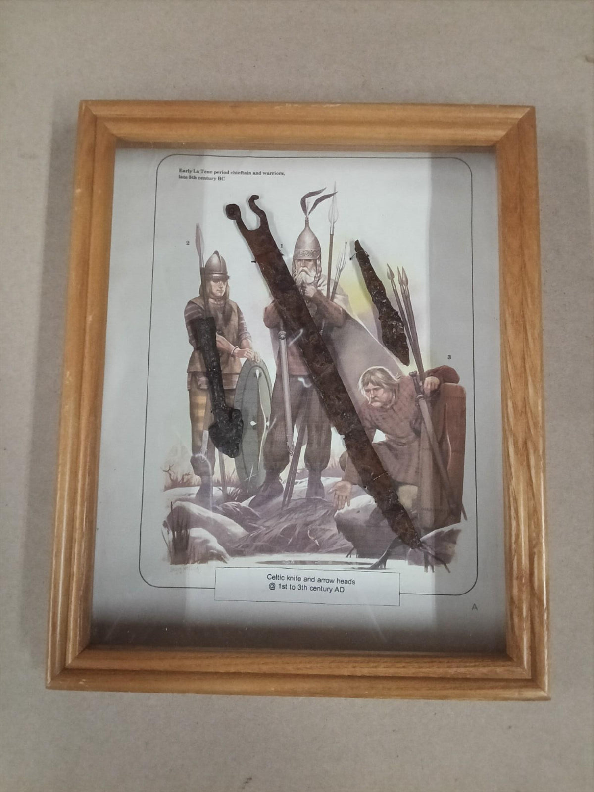 Ancient Celtic Iron Knife Arrowheads 1st-3rd Century AD La Tène Warriors Framed