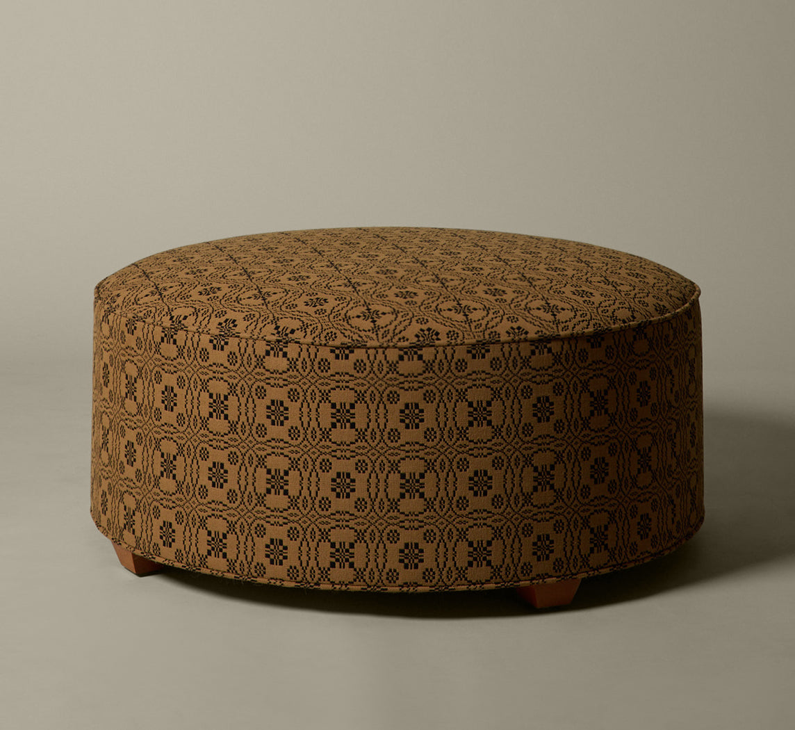PIERCE & WARD CIRCLE OTTOMAN IN LOVERS KNOT