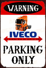 IVECO PARKING Rustic Look Home Vehicle Truck Wall Décor Reproduction Bar Wall Tin Metal Signs