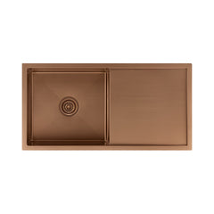 Jai Single Kitchen Sink 880mm – Brushed Copper