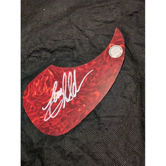 Jason Aldean signed red tortoiseshell guitar pick guard with white autograph