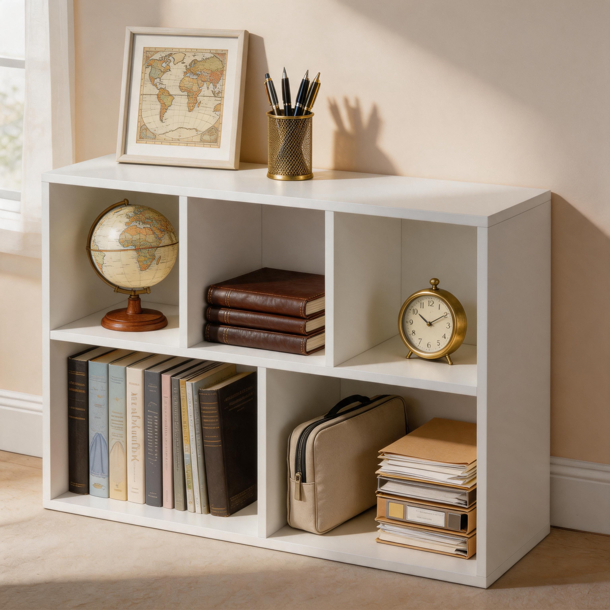 Modern 5-Cube Bookshelf – Reversible Storage Bookcase for Living Room, Bedroom & Home Office