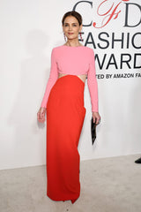 Katie Holmes Wears Red And Pink Backless Dress For CFDA Fashion Awards