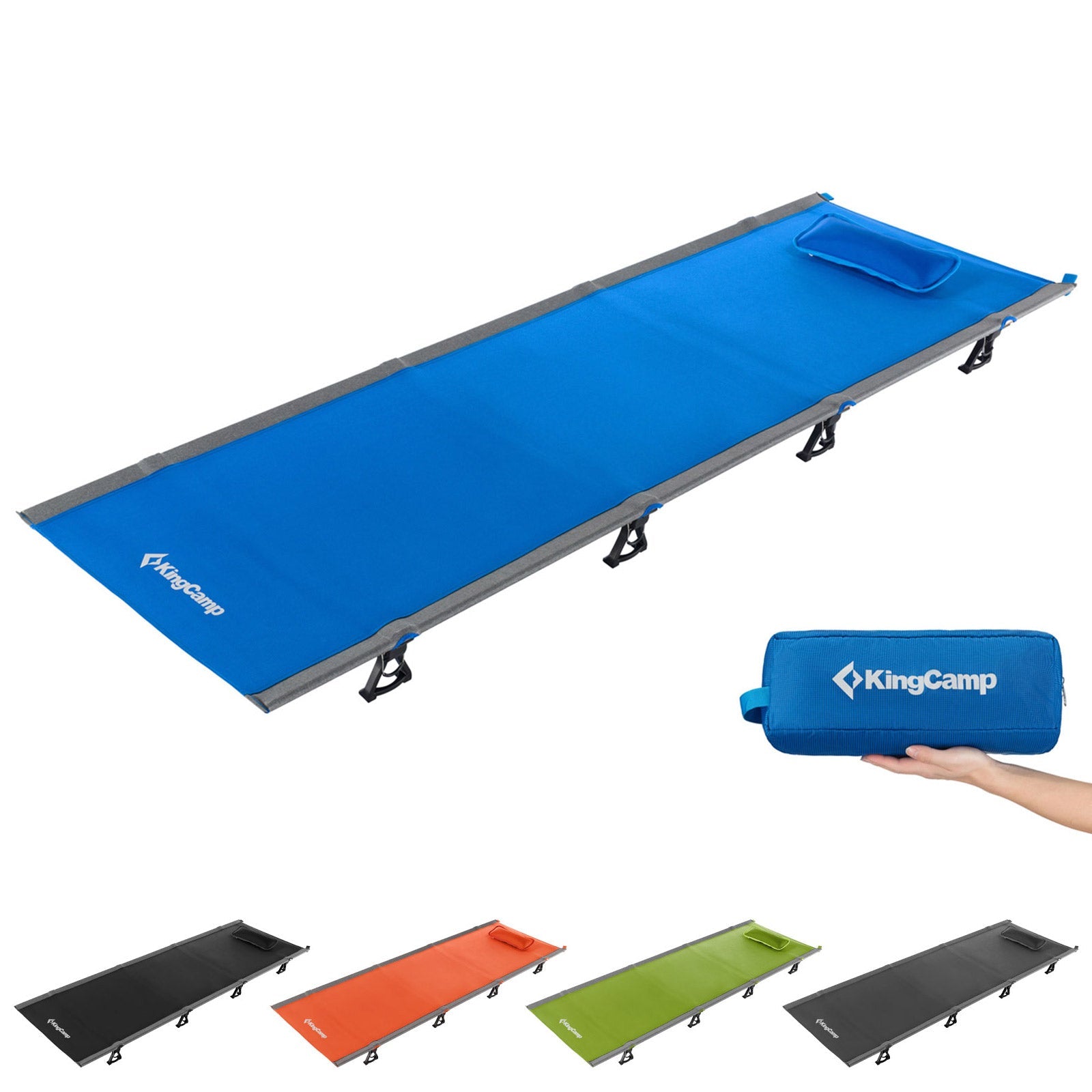 KINGCAMP Alu Feld Bett XL Outdoor Klick Klappbett Camping Liege Leicht 190x64 cm