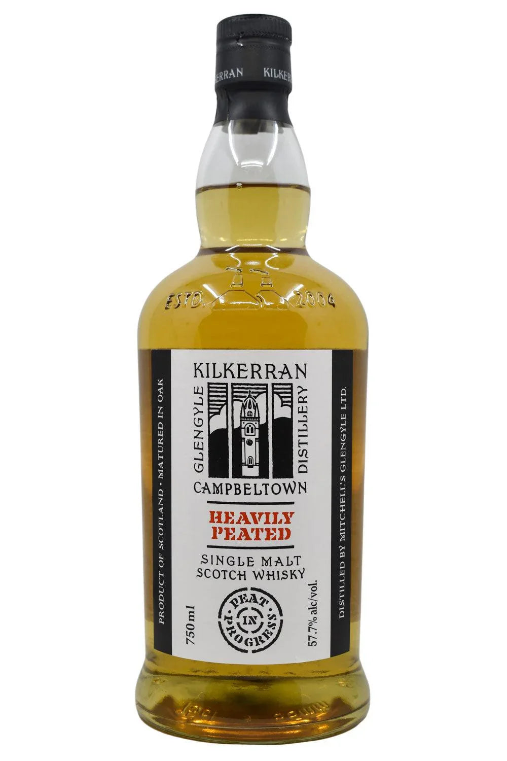 KILKERRAN GLENGYLE DISTILLERY SCOTCH SINGLE MALT HEAVILY PEATED MATURED IN OAK CAMPBELTOWN 750ML Spirits