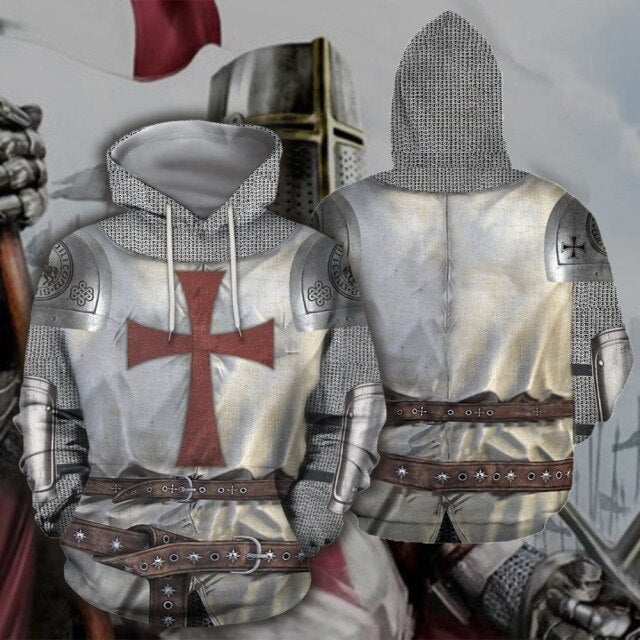Knights Templar Commandery Hoodie - Knight Armor Templar 3D Printed - Bricks Masons
