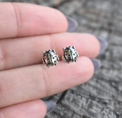 Ladybug Stud Earrings-Sterling Silver