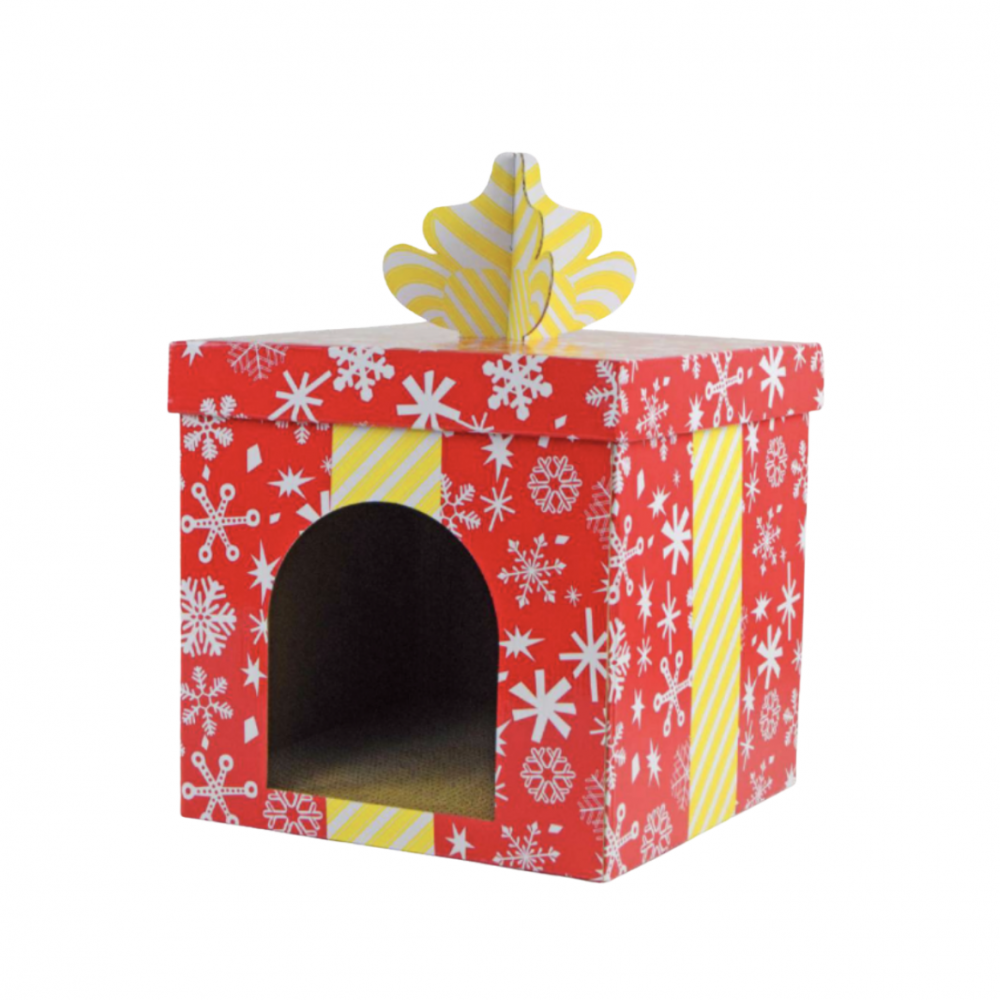 Cuccia Tiragraffi per Gatti in Cartone Design Regalo di Natale - 38 cm