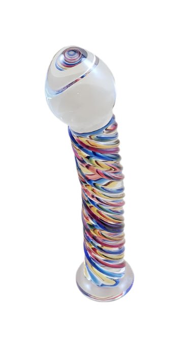 Loveangels Tempered Glass Multi Coloured Spiral 7.5 Inch Dildo - Loveangels