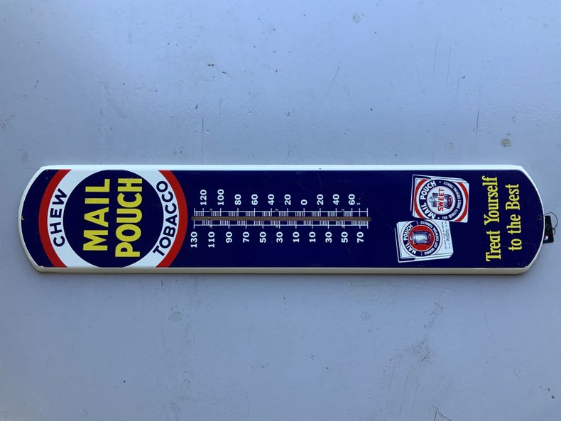 Mail Pouch Chew Tobacco Thermometer Tin Sign
