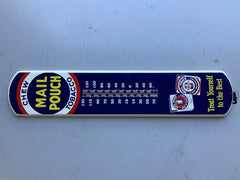 Mail Pouch Chew Tobacco Thermometer Tin Sign