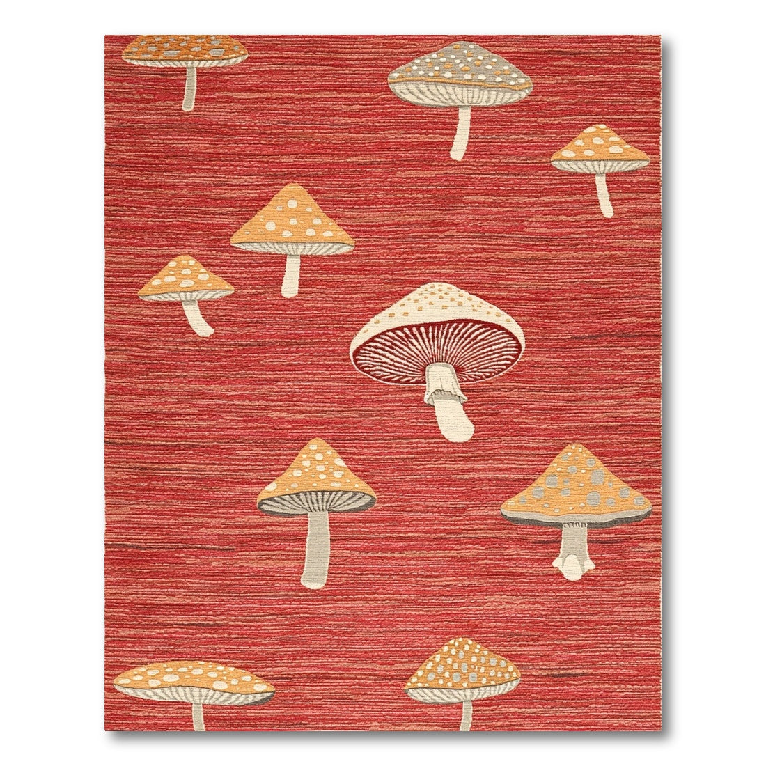 Whimsical Mushroom Red Flatweave Rug