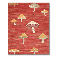Whimsical Mushroom Red Flatweave Rug