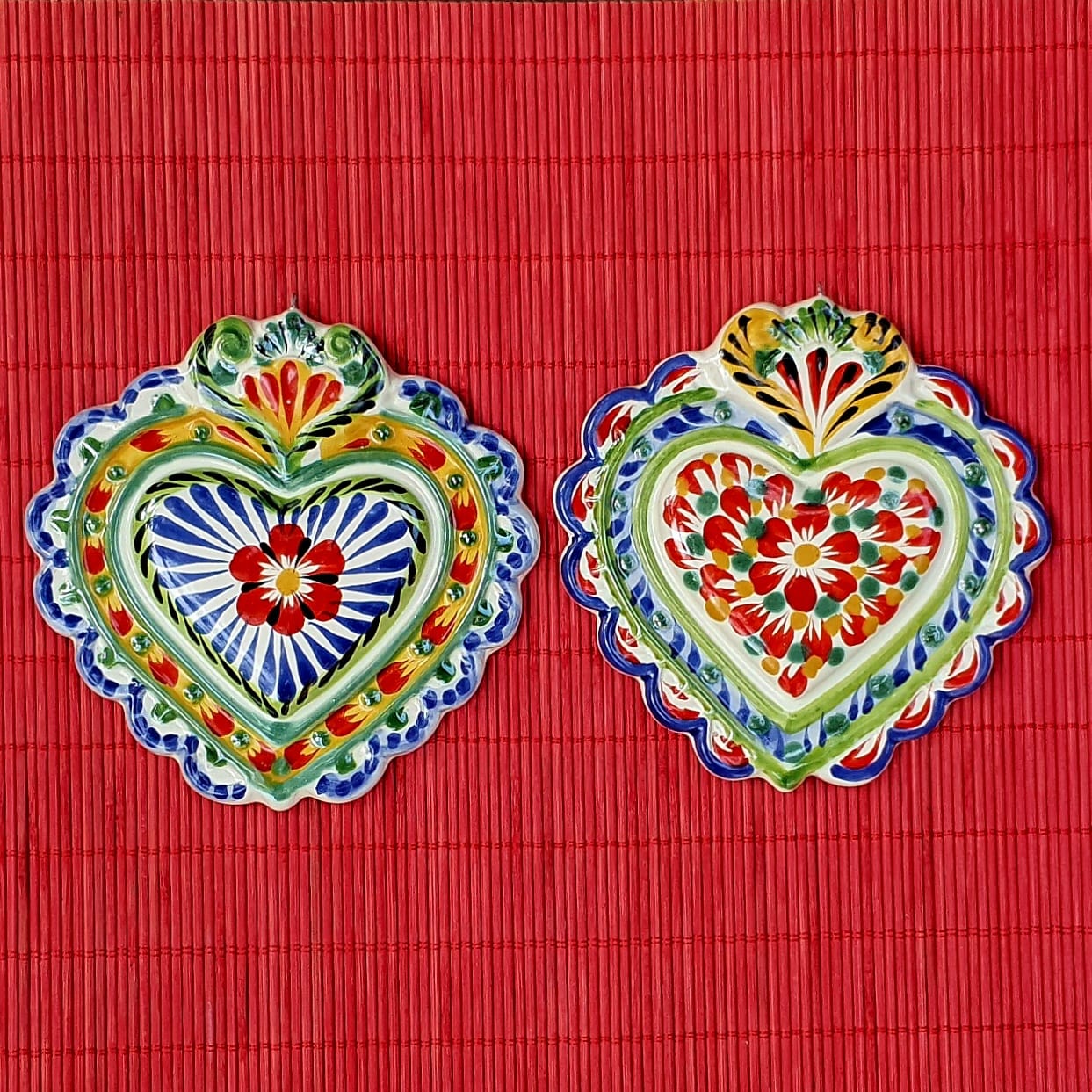 Ornament Love Heart 5x5 in Flat Set of 2 MultiColors