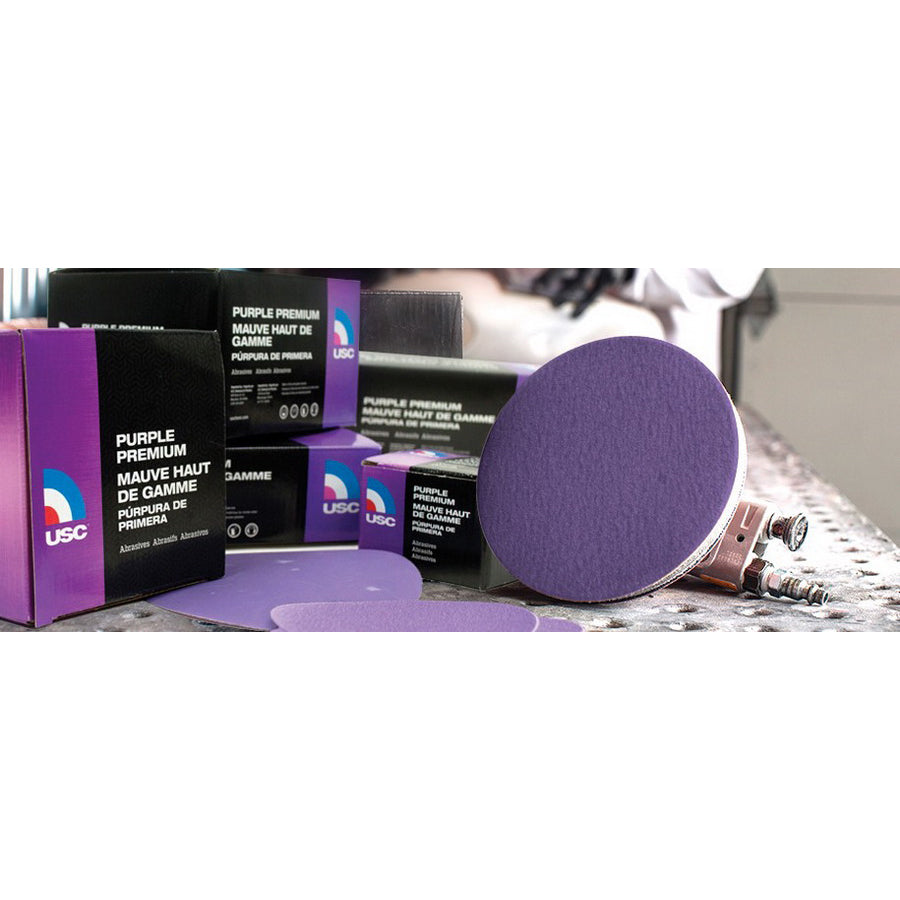 US Chemical & Plastics Purple Premium 991406 Sanding Disc, 6 in Dia, P80 Grit, Film Backing, Wet/Dry