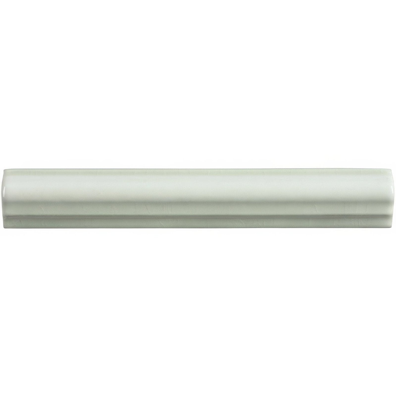 Mint ogee moulding off-white ceramic baseboard with smooth glossy finish and subtle beveled edges