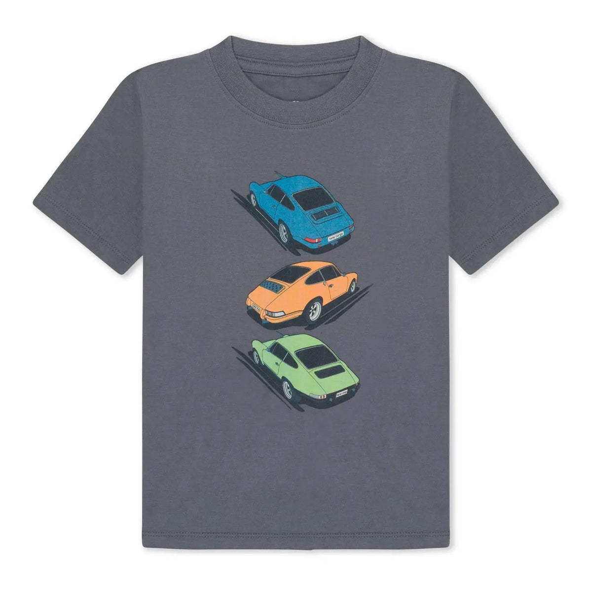 Race car GOTS organic boys t-shirt, gray, sizes 2T–7