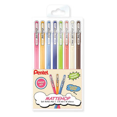 PENTEL Mattehop Gel Roller Pen Wallet - Broad (1.0mm) - Set of 8