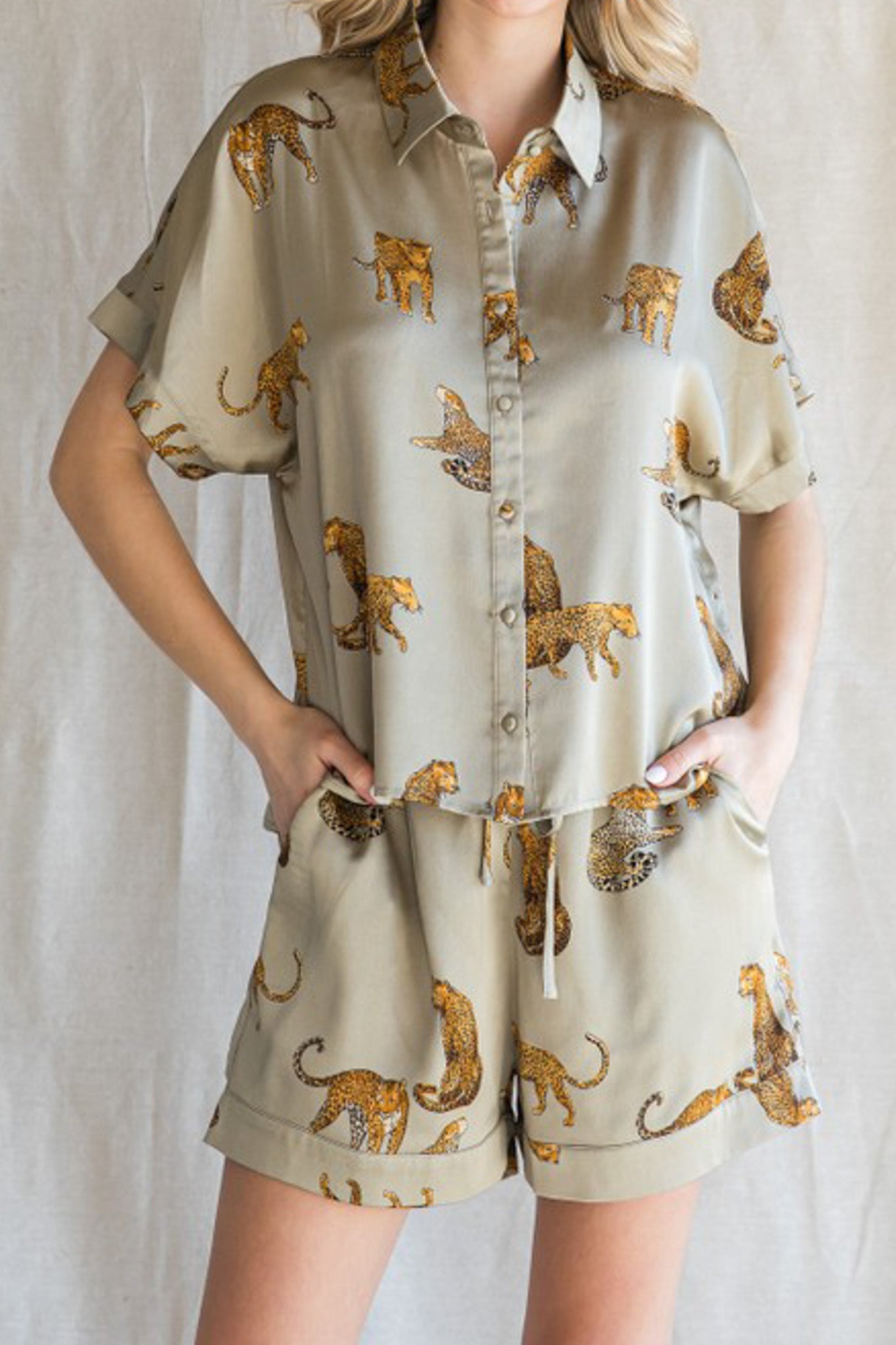 Khaki Sahara Satin Lounge Set *S-L*