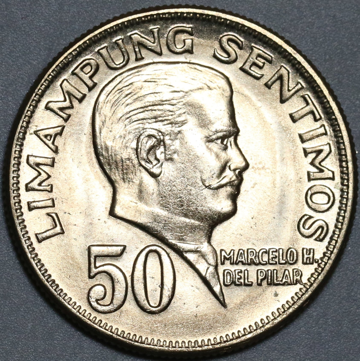 1972 Philippines 50 Sentimos GEM BU Marcelo Del Pilar Coin (25020701R)