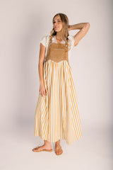 The Hellen Denim Overall Dress in Washed Taupe