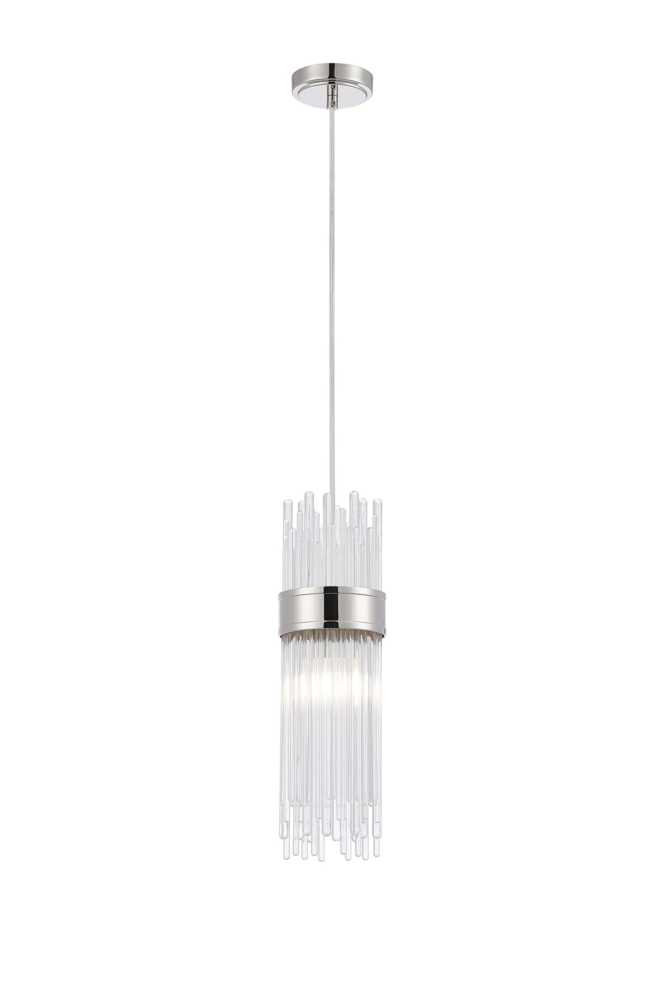 Fabula Portsea 12.5cm Single Pendant IP44 - Polished Nickel & Clear Glass