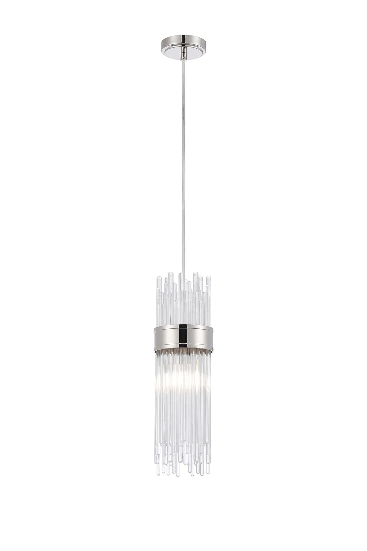 Fabula Portsea 12.5cm Single Pendant IP44 - Polished Nickel & Clear Glass