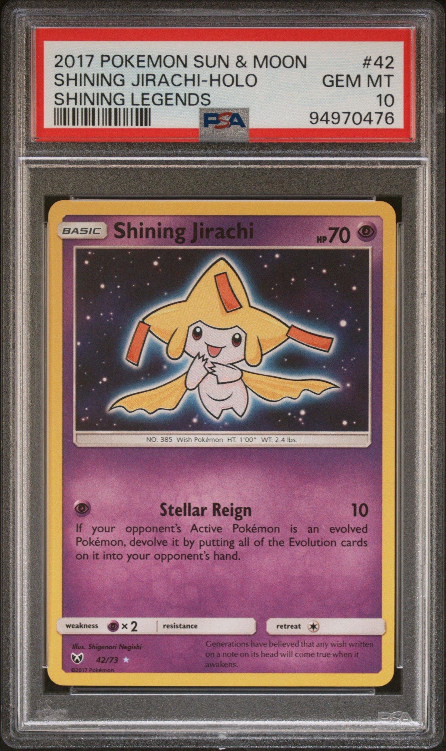 2017 Pokemon Sun & Moon Shining Legends 42 Shining Jirachi-holo PSA 10 Graded Card