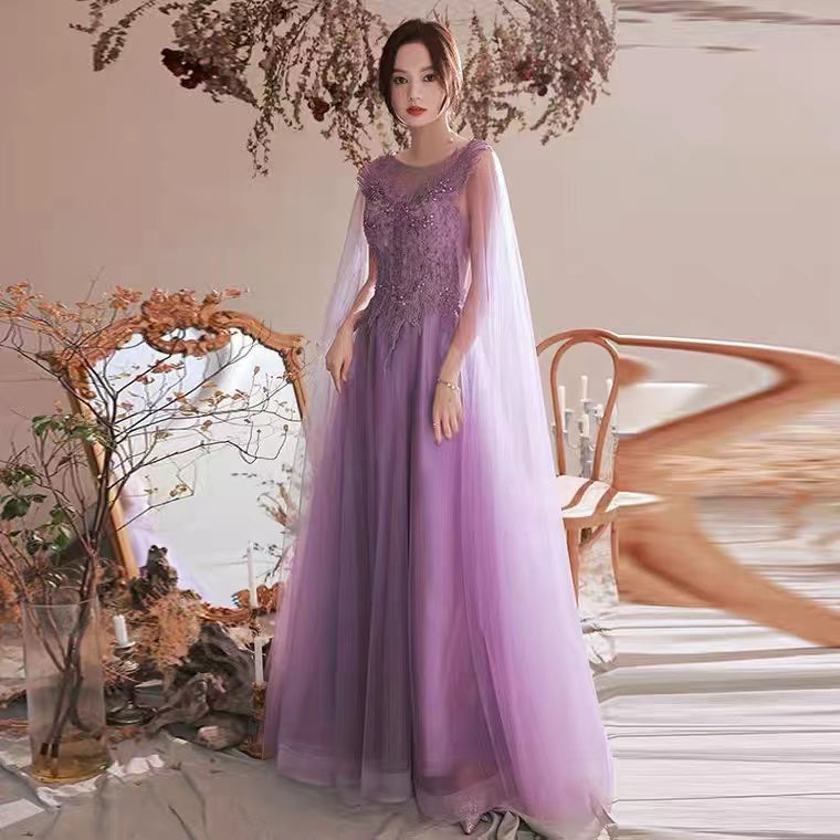Purple Prom Dress, Fairy Evening Gown,o-neck Party Dress,custom Made