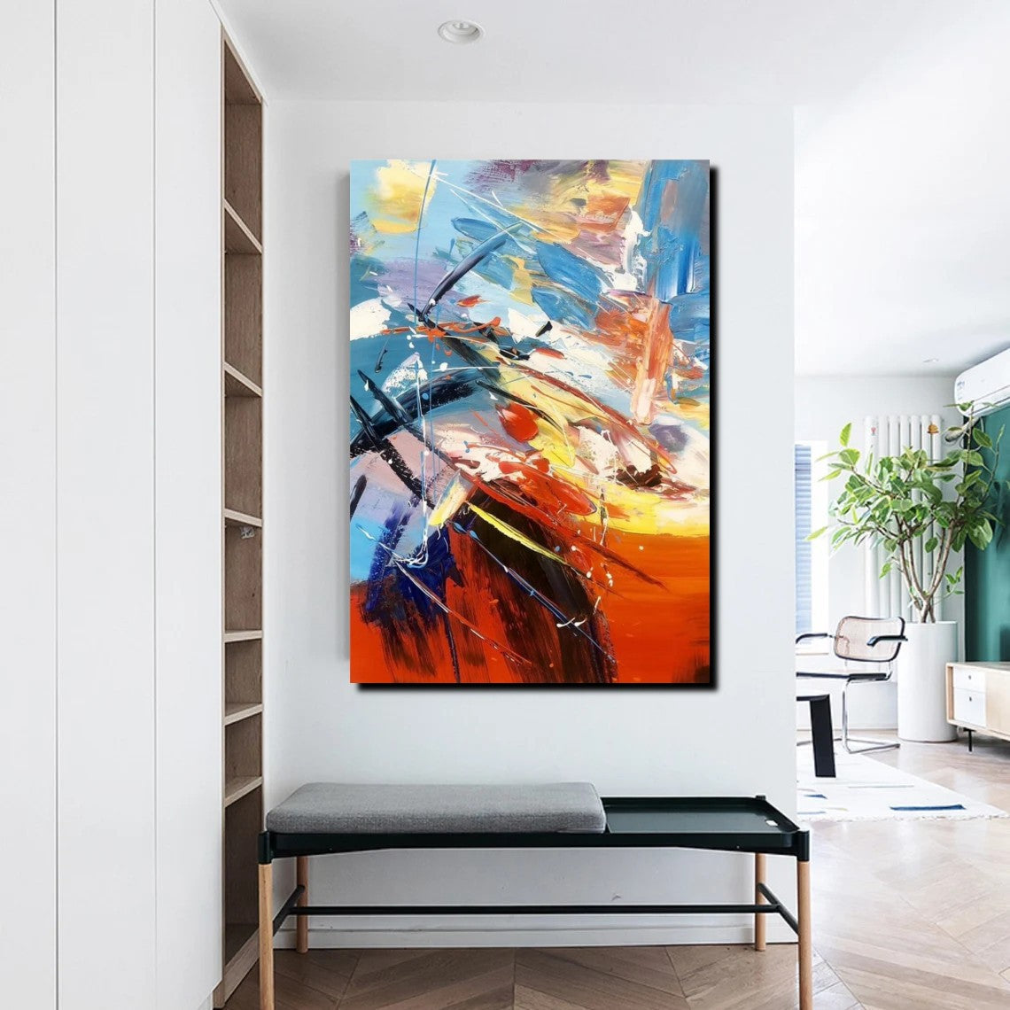 Acrylic Canvas Paintings, Large Painting on Canvas, Living Room Modern Paintings, Modern Abstract Painting for Office-Silvia Home Craft