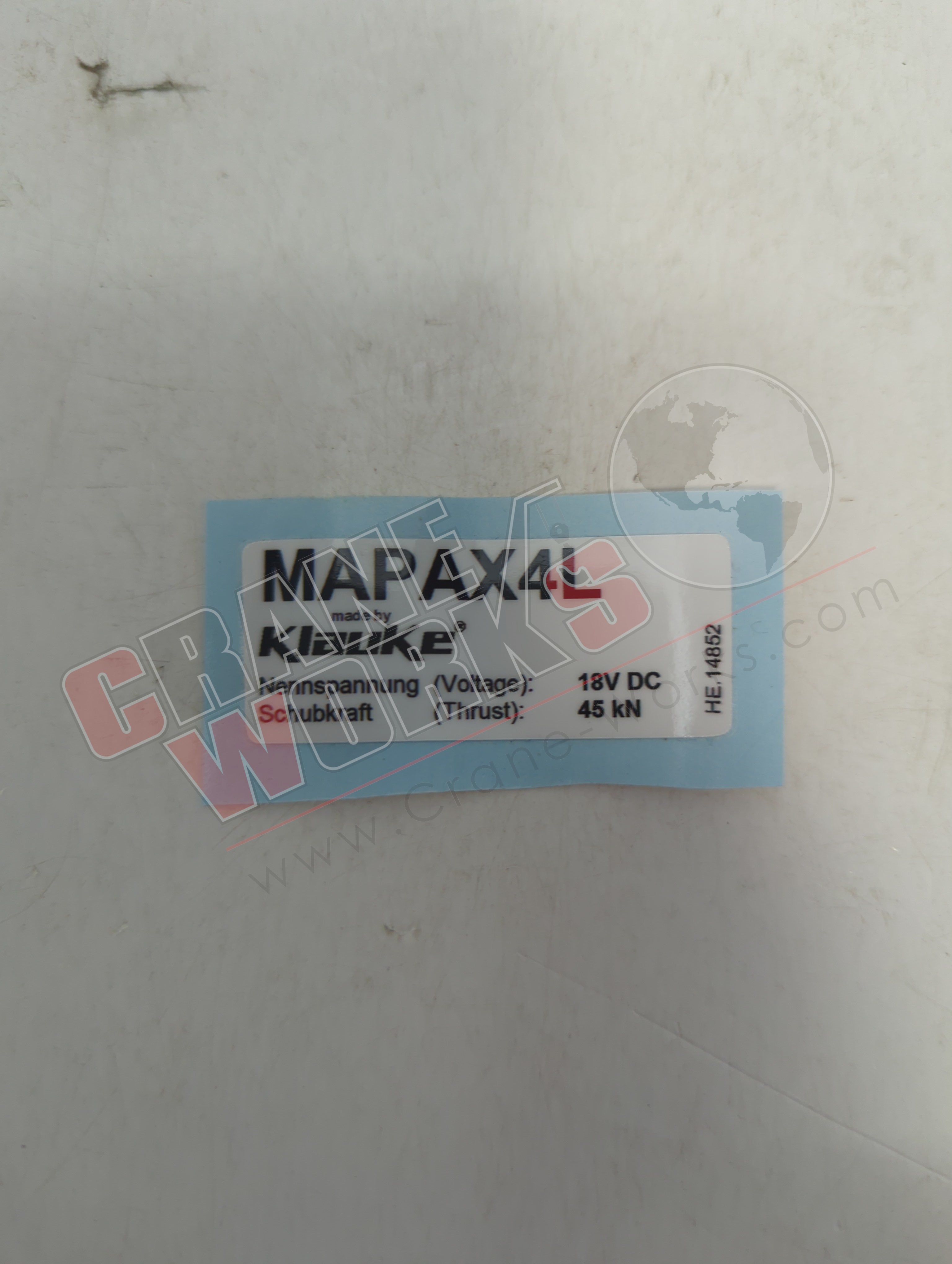 Picture of HE14852, a  New Label, Reflok Mapax4.