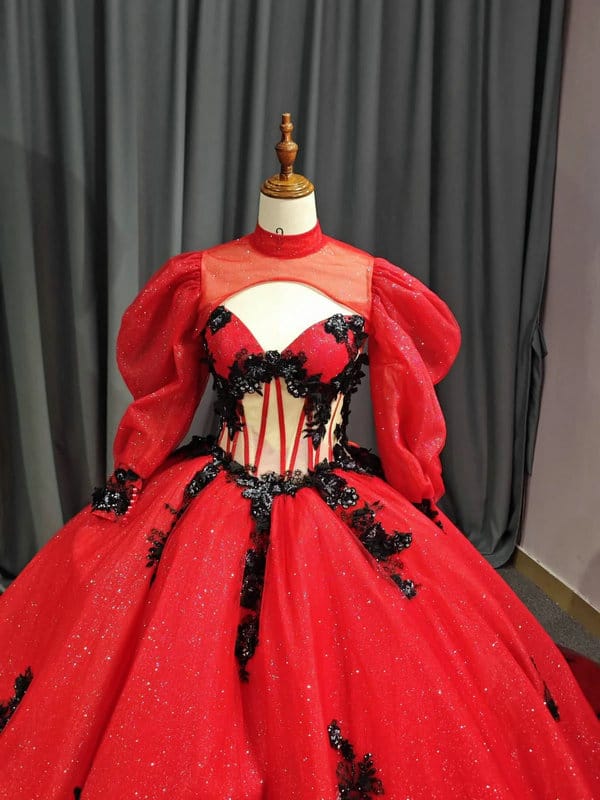 Red And Black Prom Dress Detachable Top Formal Dress