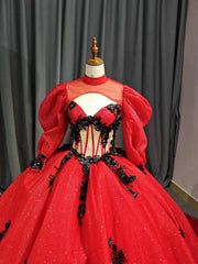 Red And Black Prom Dress Detachable Top Formal Dress