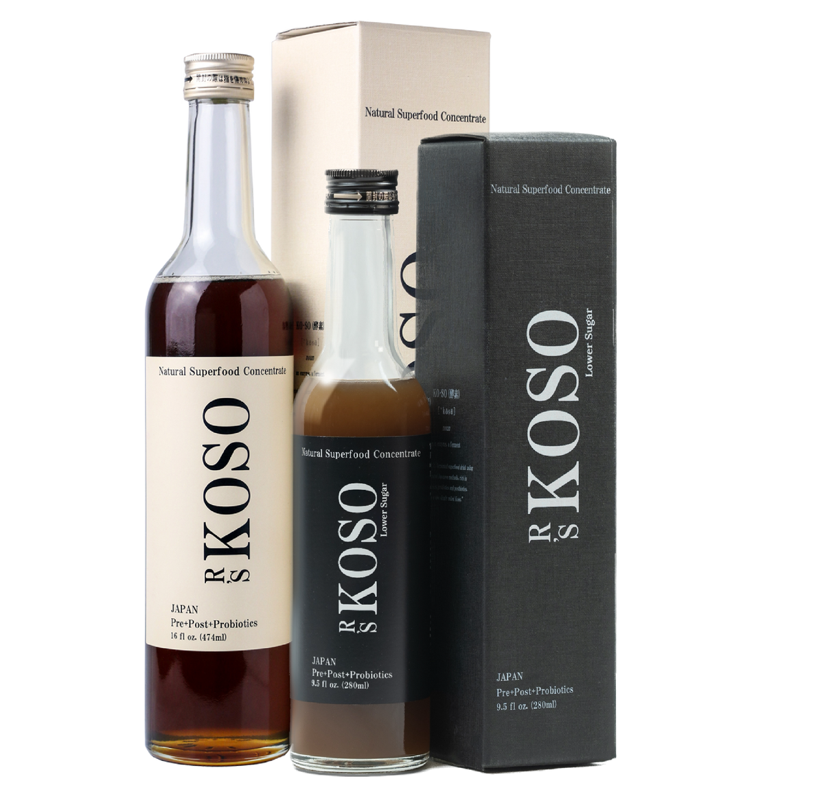 R's KOSO mix of - Japanese Postbiotic Drink (474ml / 16oz) and Lower Sugar (280ml / 9.5oz) - 1 each