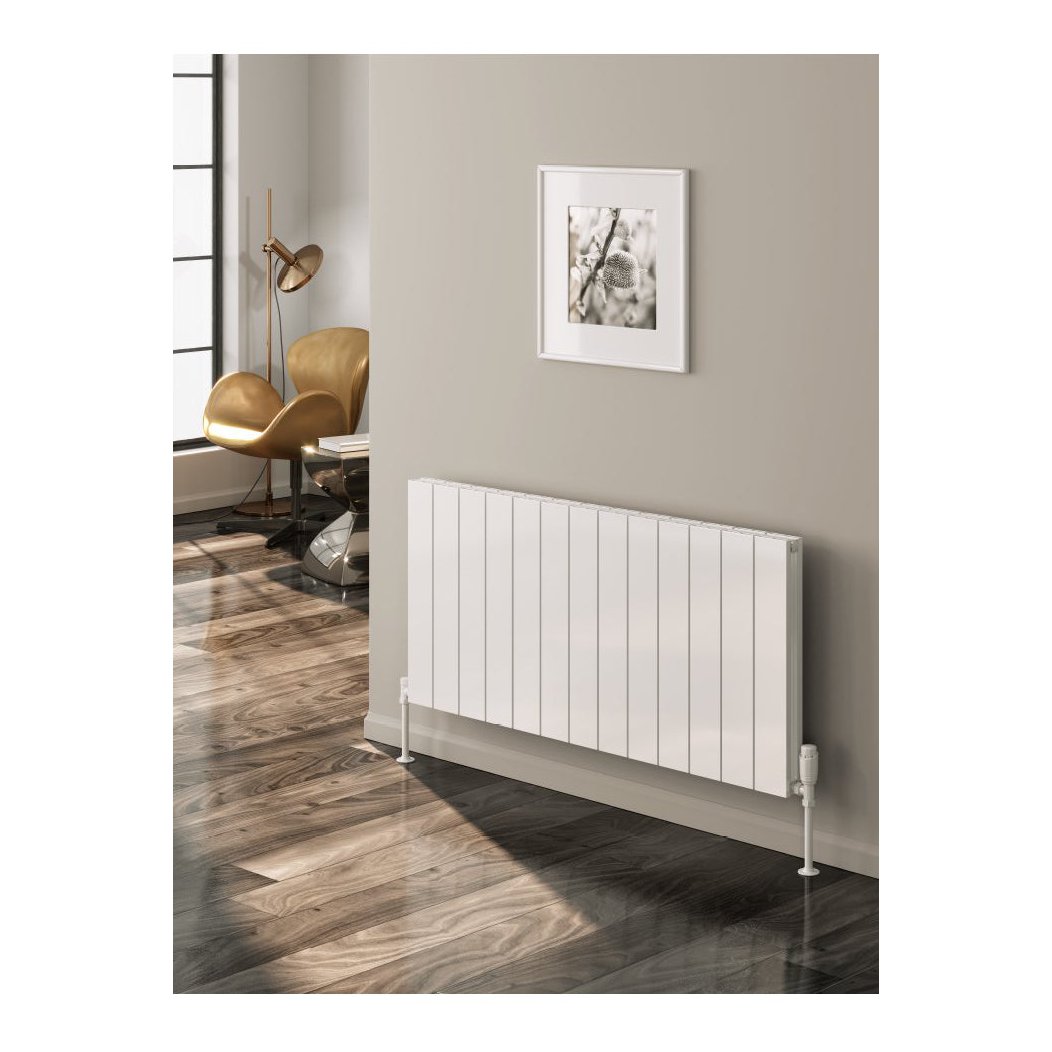 Reina Casina Horizontal Single Panel White / Anthracite Finish Aluminium Designer Radiators - www.ultrabathroom.com
