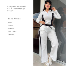 Conjunto en Burda Cremallera Blanco con lineas Negras
