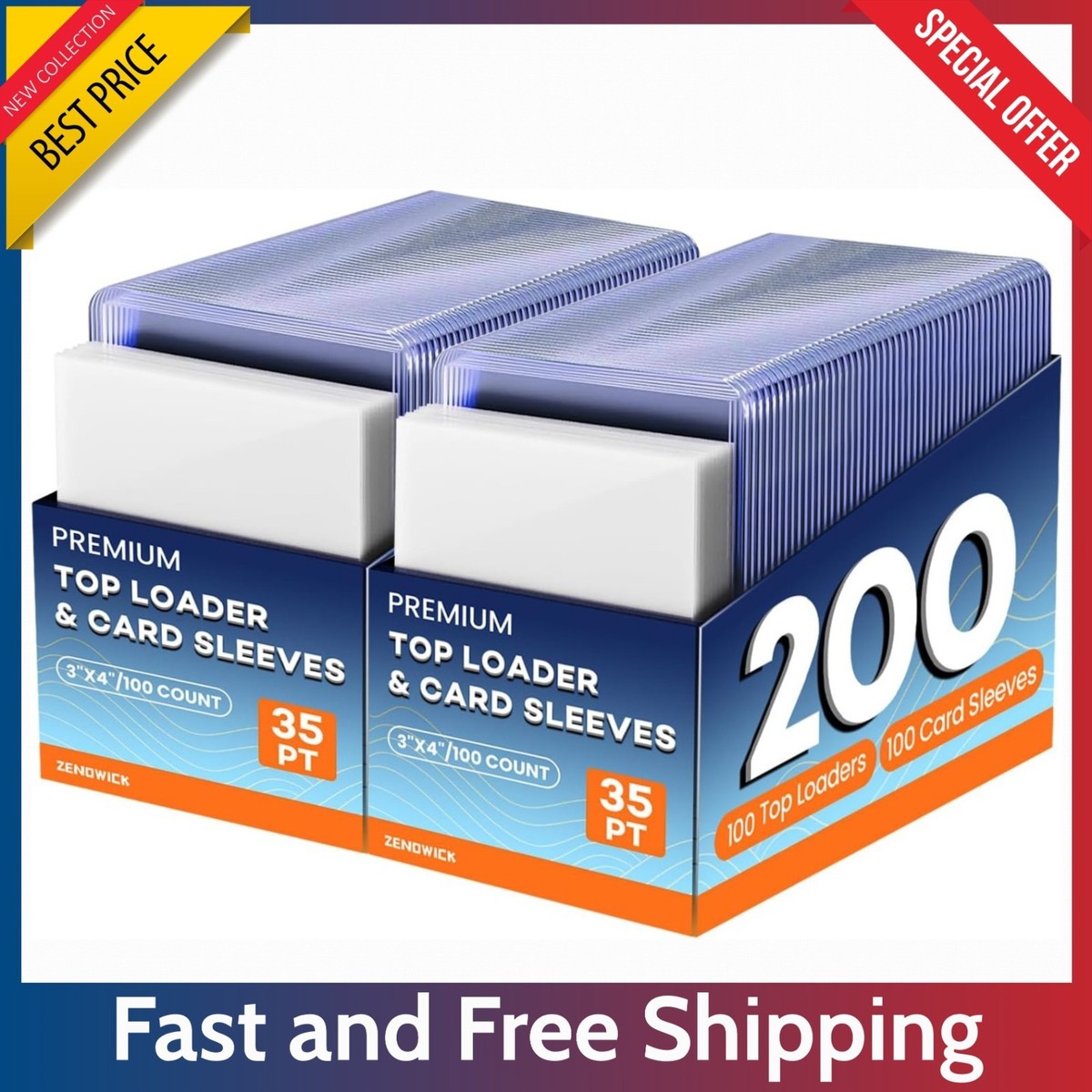 200 Trading Card Sleeves & Holders – 100 Hard 3"x4" Toploaders + 100 Soft Penny