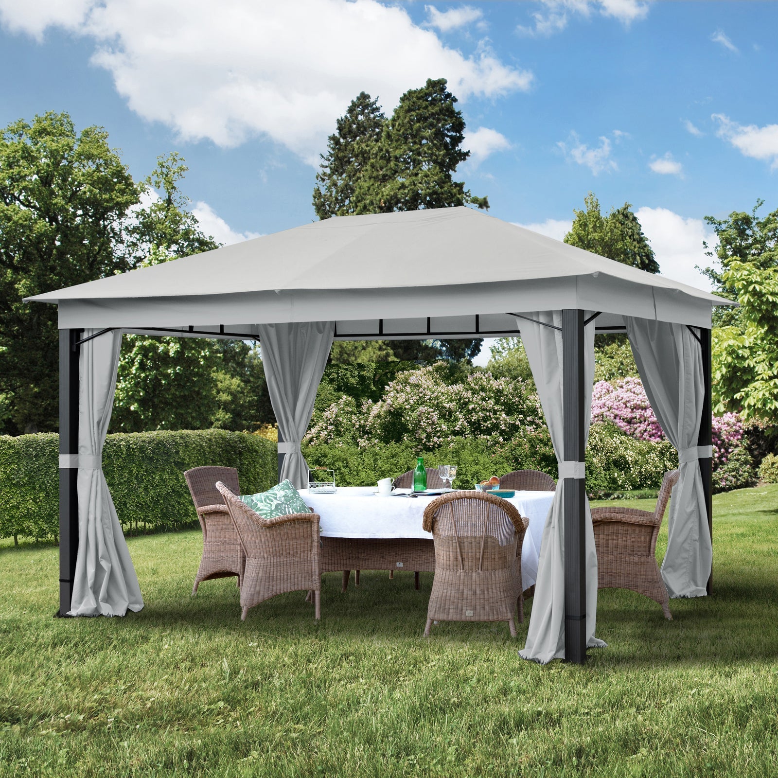 TOOLPORT 3x4 Garden Gazebo 100% waterproof & 4 side-panels Sunset Premium stone