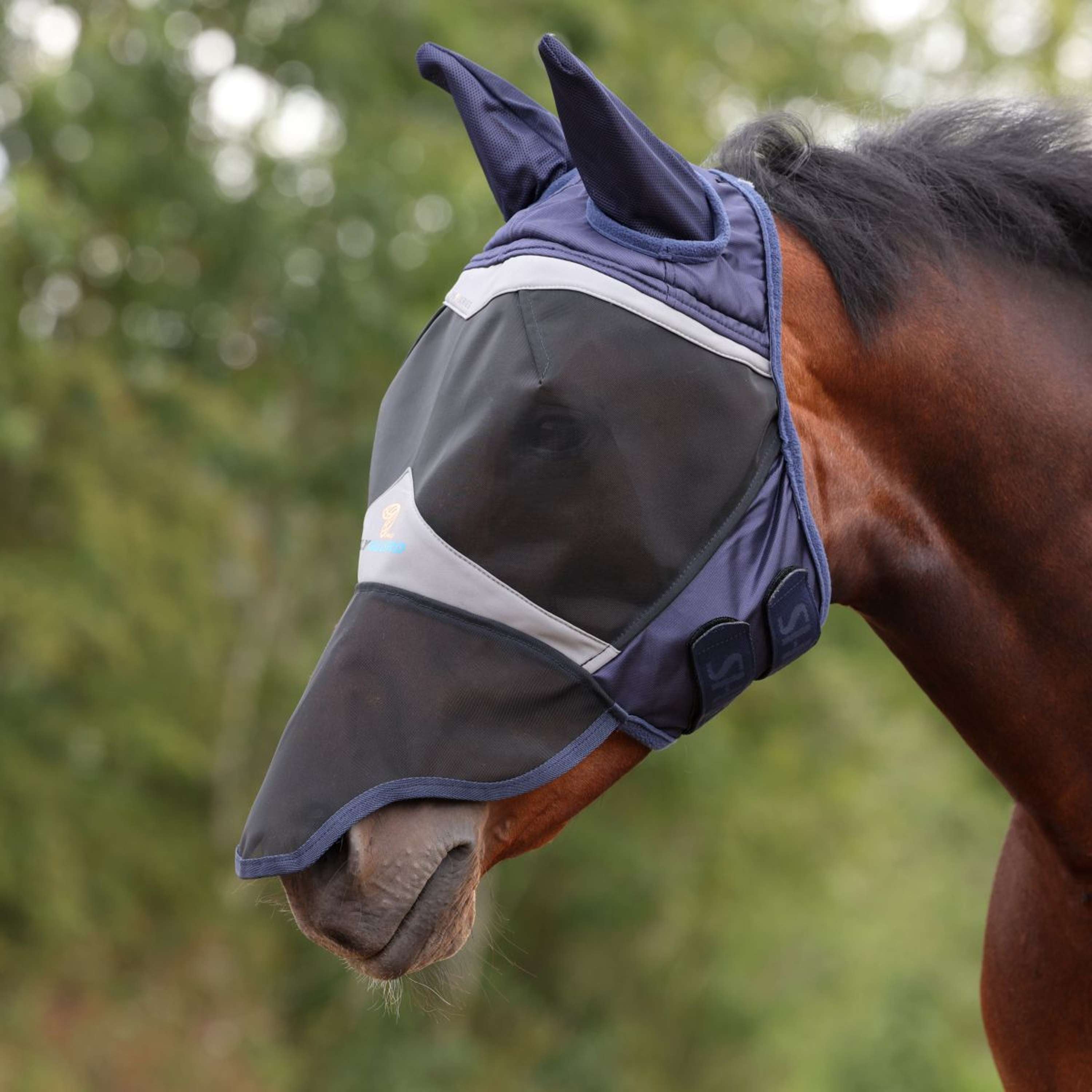 FlyGuard by Shires Fly Mask Pro Fine Mesh with Ears and Nose Navy
