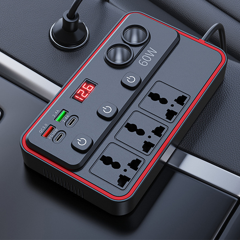 Multifunksjonell billader med AC-uttak og USB