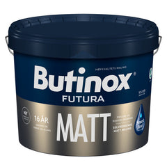 Nyheten Butinox Futura Matt gir et vakkert, matt utseende som gjør at huset glir sømløst inn i omgivelsene. Butinox Futura Matt er selvrensende, takket være den hydrofile overflaten som bidrar til å holde huset rent og pent. Smart Flow Technology gjør at malingen får en kremaktig konsistens som er lett å påføre. Dette betyr at du får en enklere og raskere malejobb, med mindre drypp og søl. Butinox Futura Matt gir 16 års garanti på farge og glans - og trygghet om et langvarig vakkert utseende! image