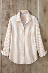 Striped No-Iron Long-Sleeve Shirt - Taupe Multi - 6