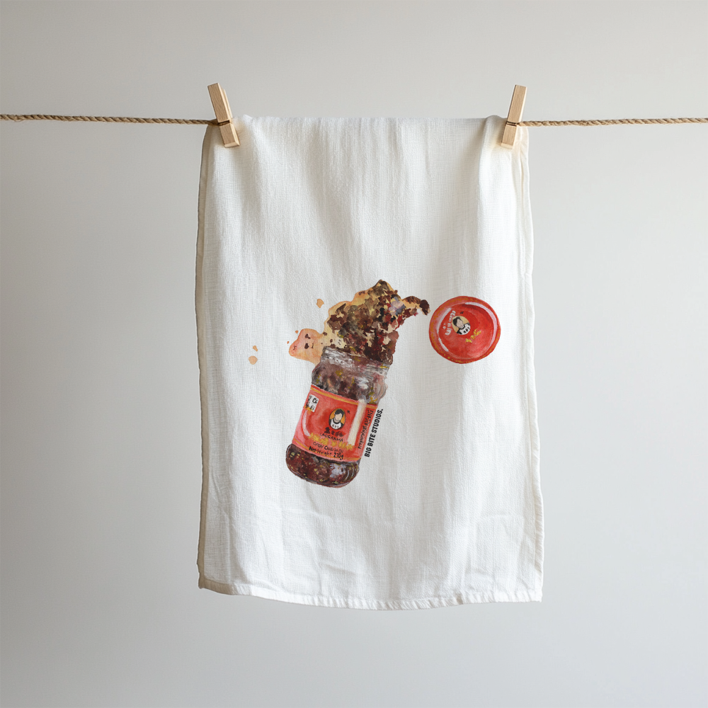 LAOGANMA CHILLI OIL TEA TOWEL — by Big Bite Studios