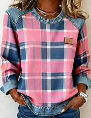 AVERY™|ELEGANT PINK PATCHWORK TOP
