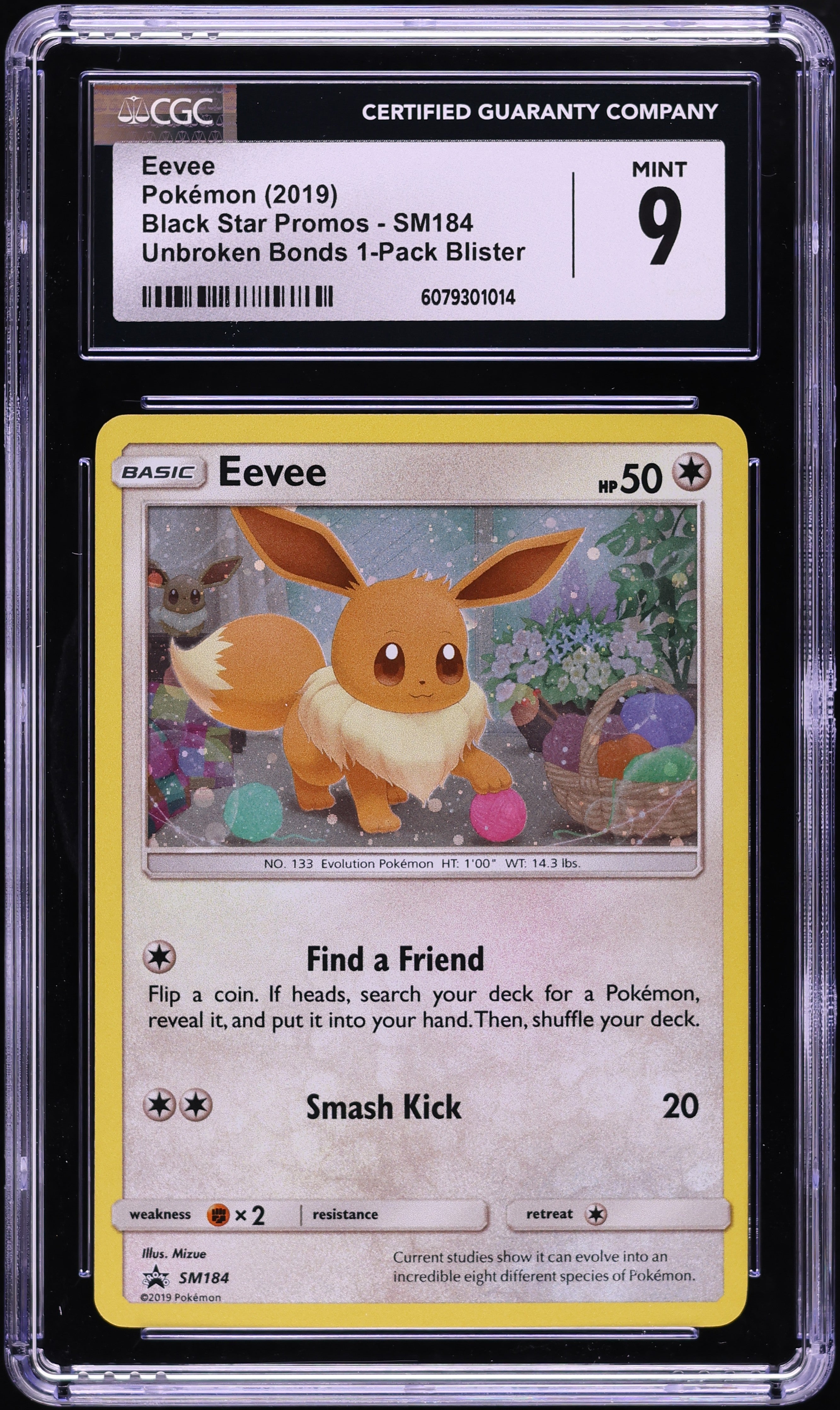 2019 Pokemon Sun & Moon Promo Unbroken Bonds Holo Eevee #SM184 CGC 9 MINT on Fanatics Collect